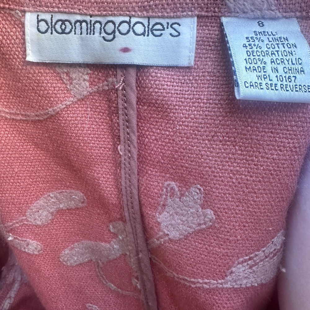 Bloomingdale's Pink Floral Acrylic Blazer/Jacket Fitted Design - Picture 6 of 7